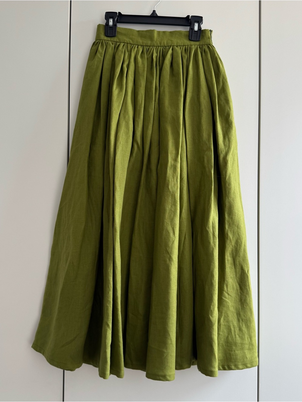 Olive Green Full A-Line Midi Skirt 24 or 00
